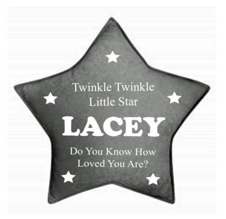 Grey Star Name Pillow