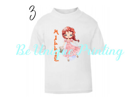'Millie with Flowers' Character T-shirt - Image 3